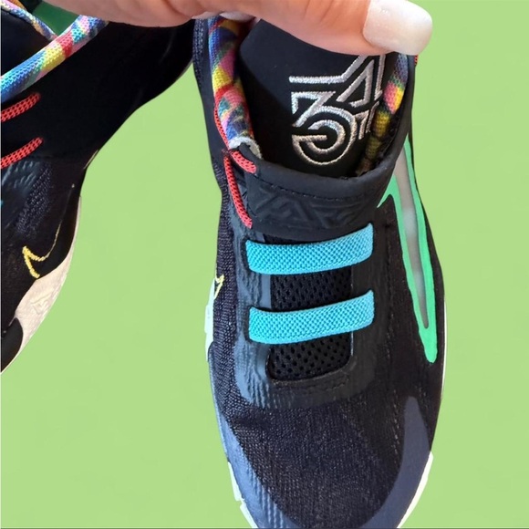 Nike Kids Black Sneakers with Mint Swoosh and Yellow Sole - Picture 3 of 7